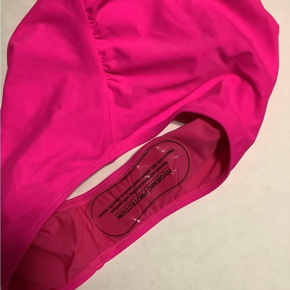 Vibrant Pink Ruffled One Piece Swimsuit with Deep V-Neck - Picture 7 of 12